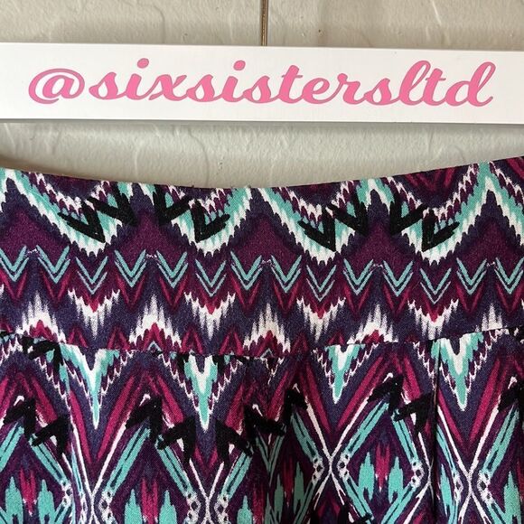 MIMI Chica patterned shorts pleated side zip wide waistband lightweight SZ S - Picture 2 of 11